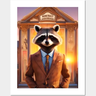 Cute racoon in a suit Posters and Art